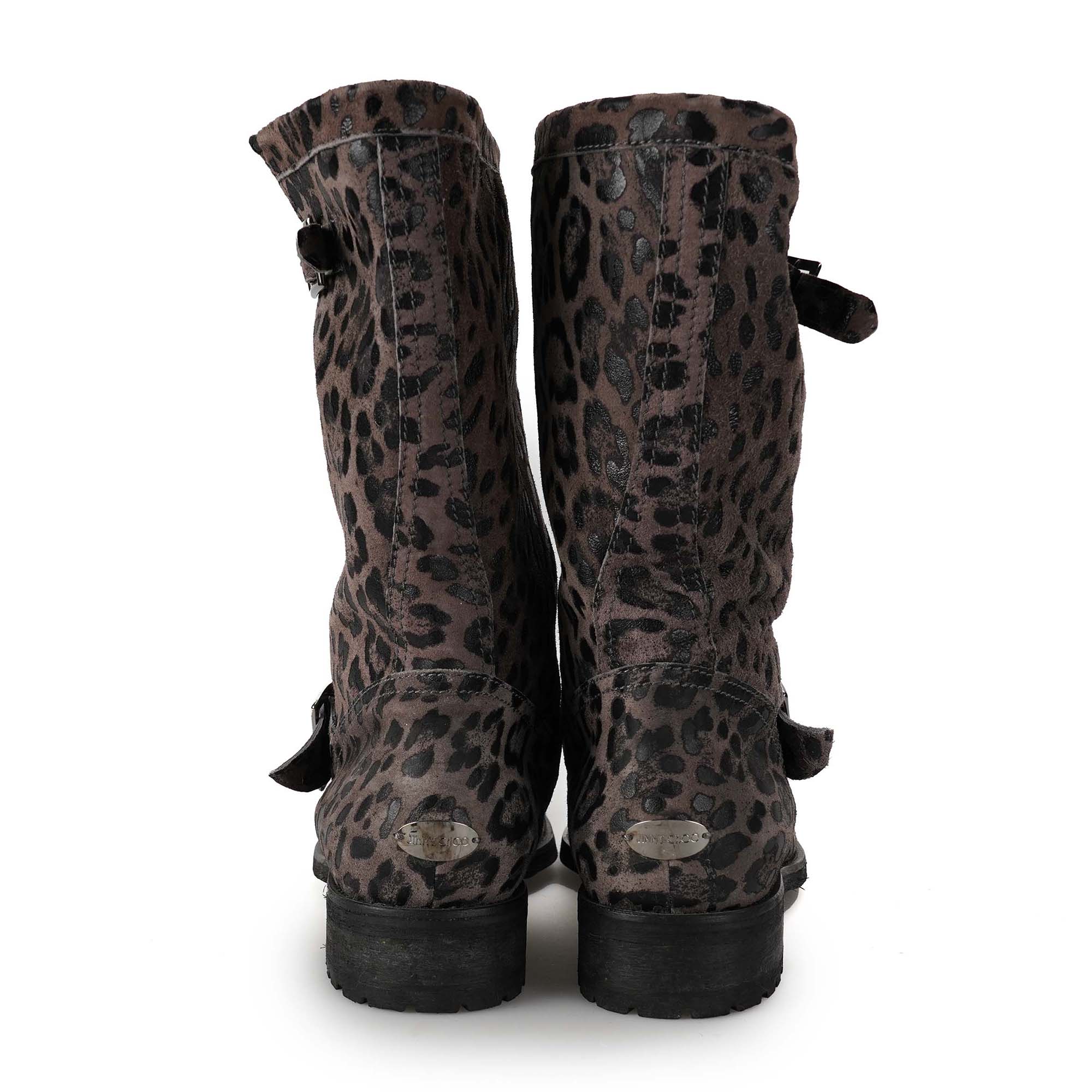 Jimmy Choo - Brown Nubuck Leopard Print Boots